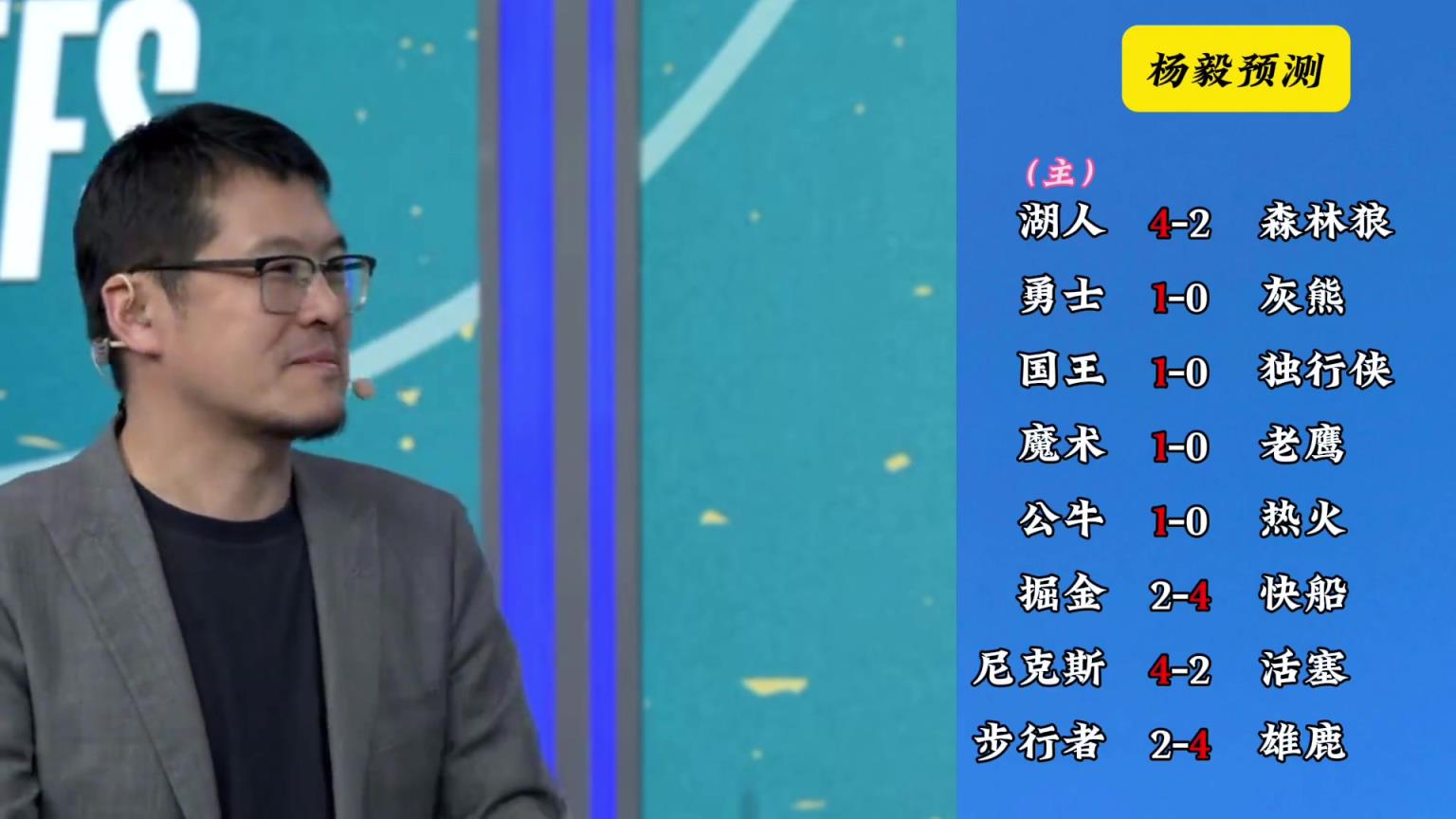 明灯来了！看看杨毅的季后赛预测：湖人4-2狼 快船4-2掘金